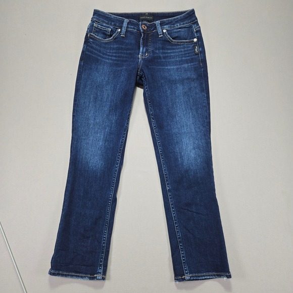 Silver Jeans Denim - Silver Jeans Suki Capri Women's Dark Wash Denim Jeans W27 L22.5 Frayed Hem